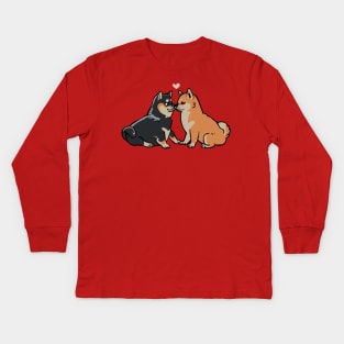 Shiba Inu Kisses Kids Long Sleeve T-Shirt